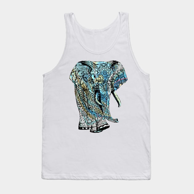 Intricate Asian Elephant Colorful Illustration Tank Top by VintCam